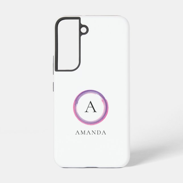 Coque Samsung Galaxy Monogramme Moderne Rose et Violet (Verso)