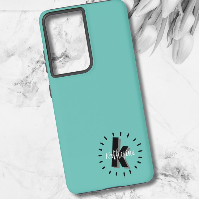 Coque Samsung Galaxy Monogramme moderne simple initial (Fun Modern Script Monogram Initial Samsung Galaxy S21 Ultra Case)