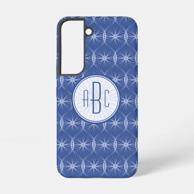 Coque Samsung Galaxy monogramme motif de roue bleue (Verso)