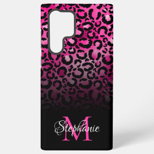 Coque Samsung Galaxy Monogramme Ombre Léopard Noir Chaud Rose Fille