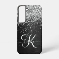 Monogramme Pailleté Argent Personnalisé Noir