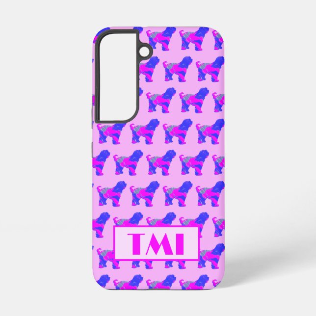 Coque Samsung Galaxy Monogramme silhouette de chien tibétain rose migno (Verso)
