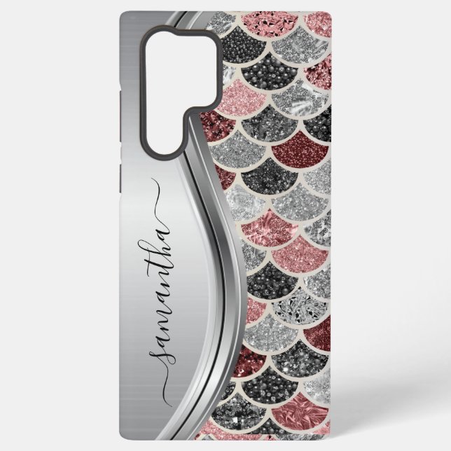 Coque Samsung Galaxy Monogramme Sirène Échelle Parties scintillant rose (Verso)