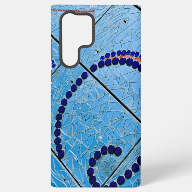 Coque Samsung Galaxy Mosaïque de miroir bleu abstrait (Verso)