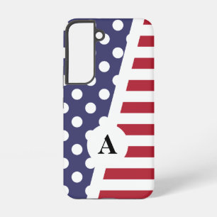 Coque Samsung Galaxy Motif à pois et rayures rouge blanc et bleu