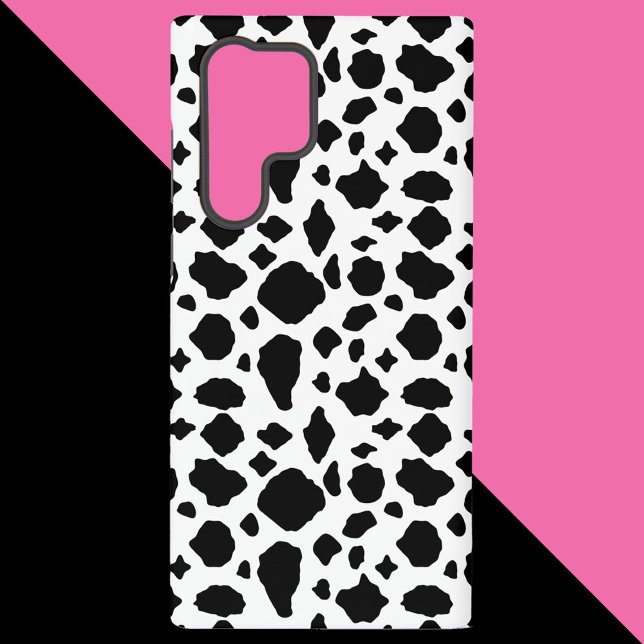 Coque Samsung Galaxy Motif à taches de vache noir et blanc (A phone case with a bold black and white cow pattern.)
