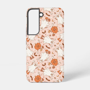 Coque Samsung Galaxy Motif amusant de fantôme et de citrouille rétro