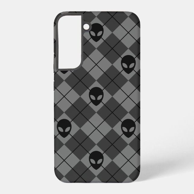 Coque Samsung Galaxy Motif Argyle Alien Noir et Gris (Verso)