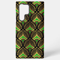 Motif Art déco or et vert sur noir