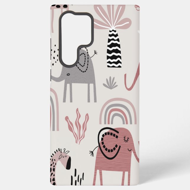 Coque Samsung Galaxy motif avec de mignons éléphants et girafes géant (Verso)