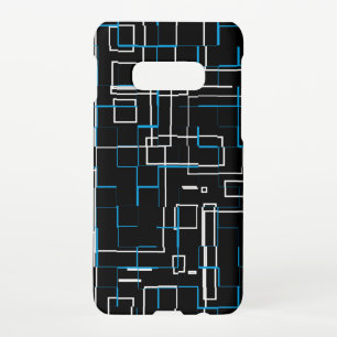 Coque Samsung Galaxy S10E Motif blanc et bleu sur noir