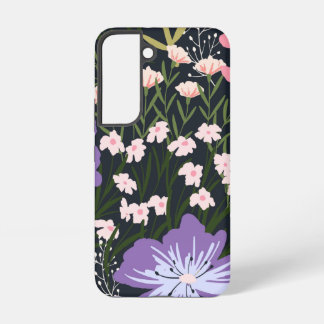 Coque Samsung Galaxy Motif botanique de fleurs sauvages rose et violet