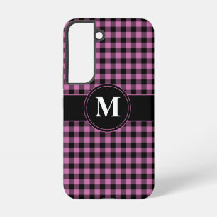 Coque Samsung Galaxy Motif carreaux rose monogramme moderne