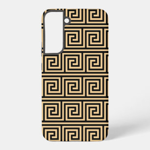 Coque Samsung Galaxy Motif Carrés Clé Méandre Grec Marron