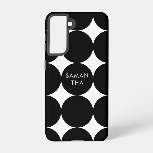 Coque Samsung Galaxy Motif Cercle géométrique blanc noir (Verso)