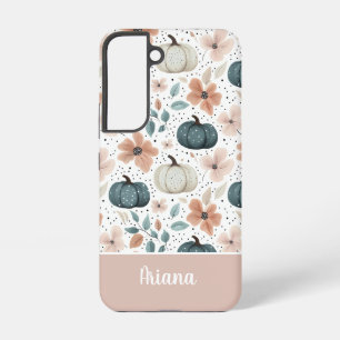 Coque Samsung Galaxy Motif citrouille et fleurs personnalisé
