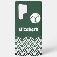 Motif classique vert japonais vague avec votre nom