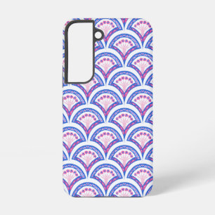 Coque Samsung Galaxy motif damassé floral bleu