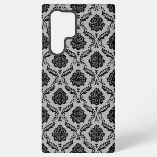 Coque Samsung Galaxy Motif Damassé Rococo Noir sur Gris