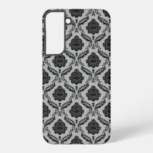 Coque Samsung Galaxy Motif Damassé Rococo Noir sur Gris