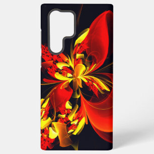 Coque Samsung Galaxy Motif d'art abstrait moderne floral rouge jaune #1