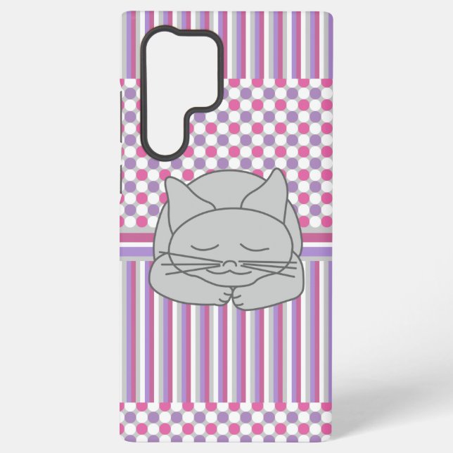 Coque Samsung Galaxy Motif de chat gris endormi (Verso)