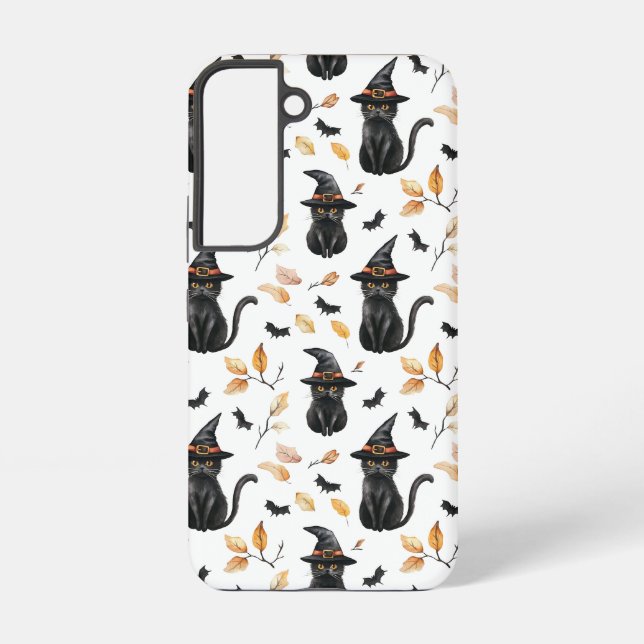 Coque Samsung Galaxy Motif de chat noir Halloween - Chat sorcière  (Verso)