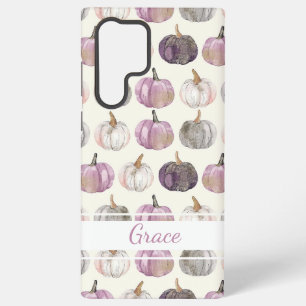 Coque Samsung Galaxy Motif de citrouille à l'aquarelle avec nom