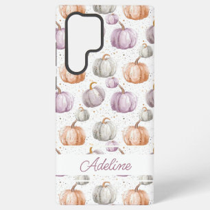 Coque Samsung Galaxy Motif de citrouille à l'aquarelle avec nom