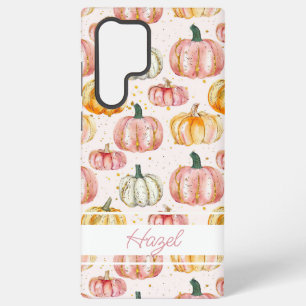 Coque Samsung Galaxy Motif de citrouille à l'aquarelle avec nom