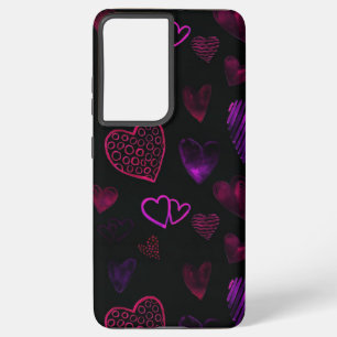 Coque Samsung Galaxy Motif de cœur rose violet esthétique foncé