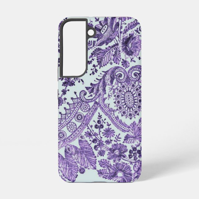 Coque Samsung Galaxy Motif de dentelle florale violette  (Verso)