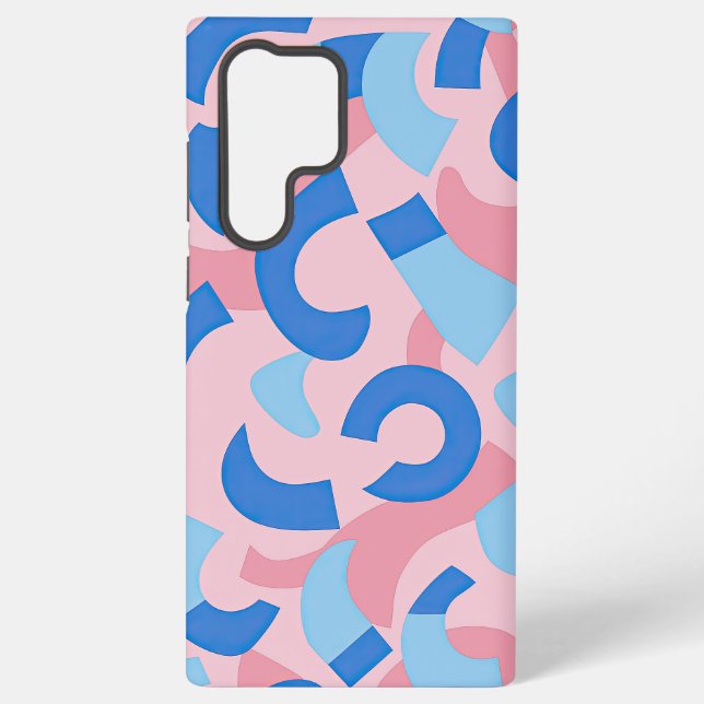 Coque Samsung Galaxy Motif de doodle rose et bleu (Verso)