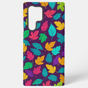 Coque Samsung Galaxy Motif de feuille multicolore vif sur fond sombre