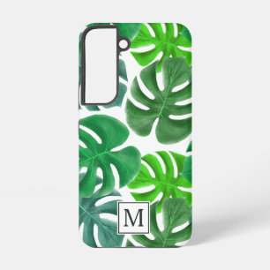 Coque Samsung Galaxy Motif de feuilles de palmier modernes avec monogra