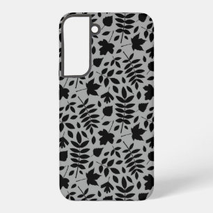 Coque Samsung Galaxy Motif de feuilles mortes noir sur gris