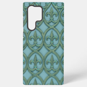 Coque Samsung Galaxy Motif de fleur de lis bleu et vert