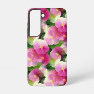 Coque Samsung Galaxy Motif de fleur d'impatiens rose et blanc élégant