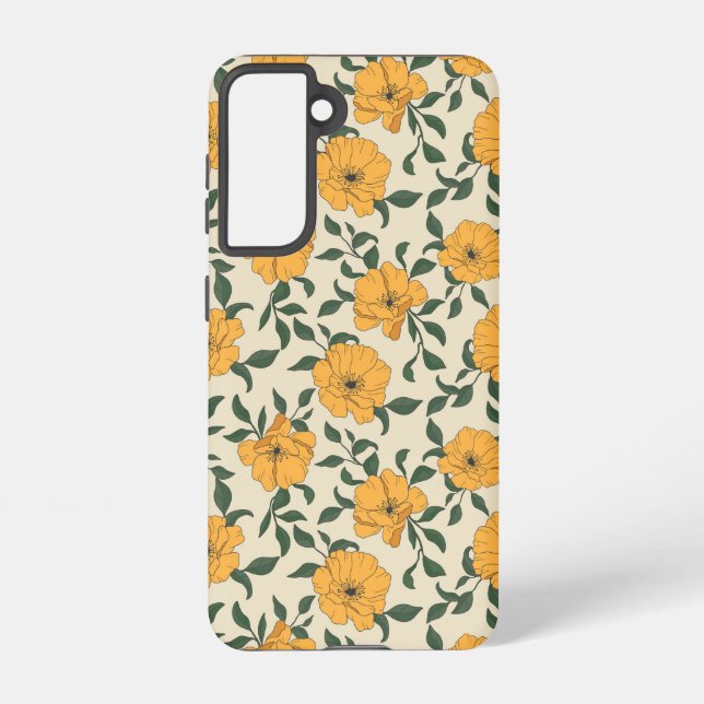 Coque Samsung Galaxy Motif de fleurs de crapaud orange (Verso)