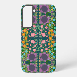Coque Samsung Galaxy Motif de fleurs printanières vert violet