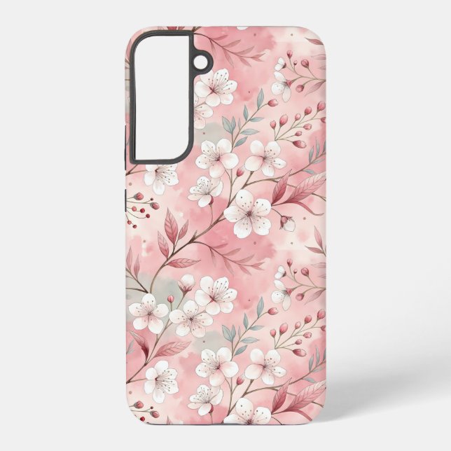 Coque Samsung Galaxy Motif de fleurs Sakura rose (Verso)