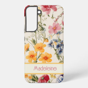 Coque Samsung Galaxy motif de fleurs vintage dans des couleurs douces a