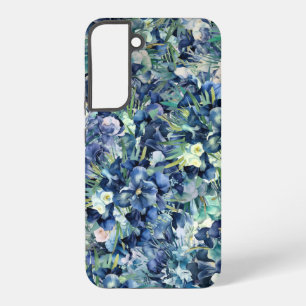 Coque Samsung Galaxy Motif de fond aquarelle Iris bleu