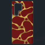 Coque Samsung Galaxy Motif de girafe abstraite or et rouge<br><div class="desc">La girafe abstraite couleur or sans couture motif sur arrière - plan rouge foncé.</div>