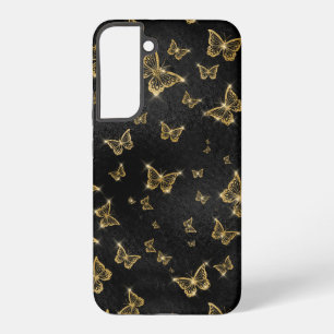 Coque Samsung Galaxy Motif de glam or et papillons noirs
