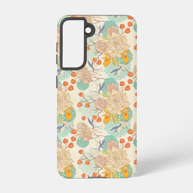 Coque Samsung Galaxy Motif de jardin fleuri coloré (Verso)