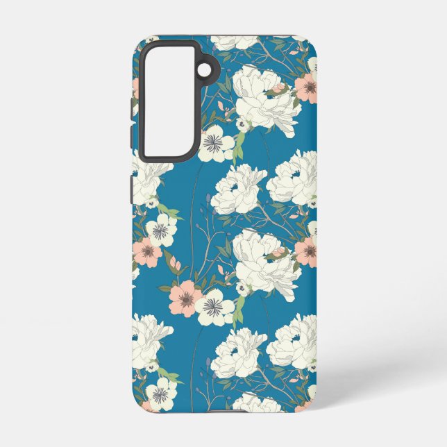 Coque Samsung Galaxy Motif de jardin floral blanc (Verso)
