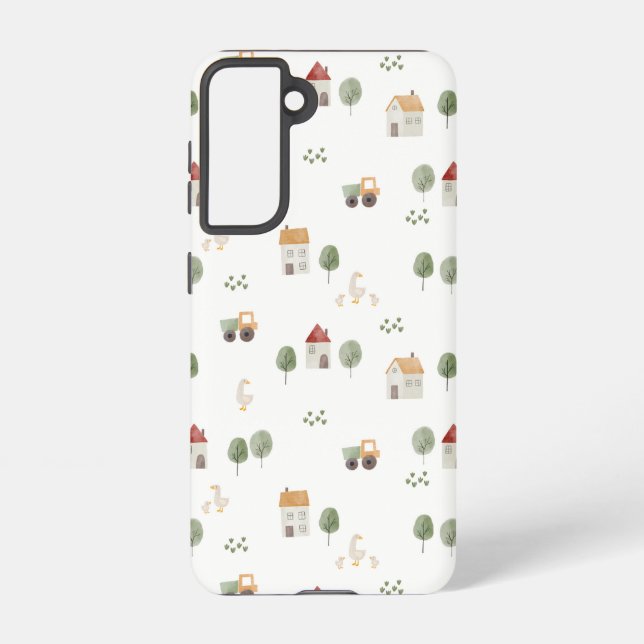 Coque Samsung Galaxy Motif de la ferme d'aquarelle (Verso)