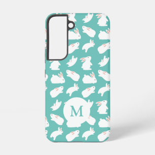 Coque Samsung Galaxy Motif de lapin mignon sur monogramme sarcelle