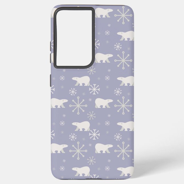 Coque Samsung Galaxy Motif de Noël avec ours polaires et flocons de nei (Verso)